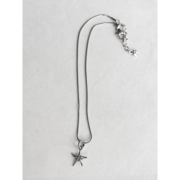 Brighton Charm Chain Necklace Starfish Dangle Silver Plated 16-18" Double Clasp - Picture 3 of 4